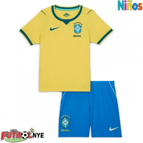 Camiseta Brasil Primera Equipación para niños Mundial 2026 manga corta (+ pantalones cortos)